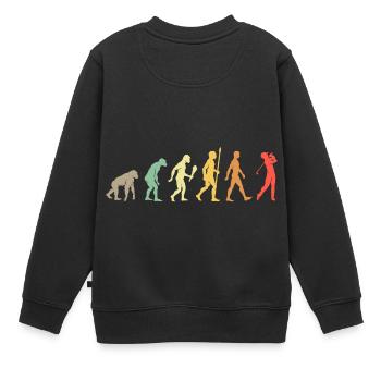 Vintage Golf Evolution Golf Idée cadeau - Sweat Premium enfant bio - noir - Dos - AI Model Kid Female (0cm)