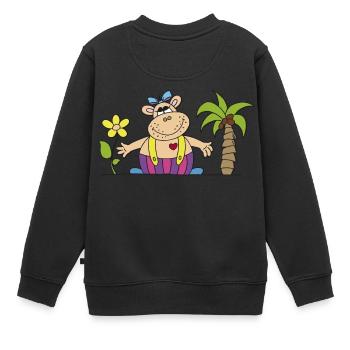 funny hippo with sunflower hippo hippo Hippo - Kids Premium Organic Sweatshirt - black - Back - AI Model Kid Female (0cm)