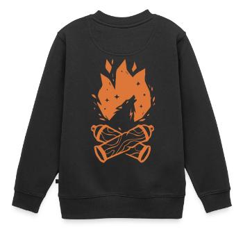 Spraydose Feuer - Wolf - Kinder Premium Organic Sweatshirt - Schwarz - Hinten - AI Model Kid Female (0cm)