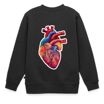 Menschliches Herz Aquarellstil - Kinder Premium Organic Sweatshirt - Schwarz - Hinten - AI Model Kid Female (0cm)