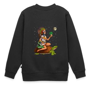 Déesse aztèque Mayahuel - Sweat Premium enfant bio - noir - Dos - AI Model Kid Female (0cm)
