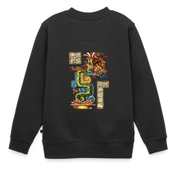 Serpent de vision maya - Sweat Premium enfant bio - noir - Dos - AI Model Kid Female (0cm)