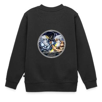 Zeus vs Poseidon Armdrücken - Kinder Premium Organic Sweatshirt - Schwarz - Hinten - AI Model Kid Female (0cm)