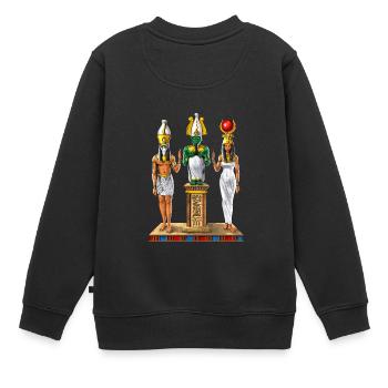Altägyptische Heilige Dreifaltigkeit - Kinder Premium Organic Sweatshirt - Schwarz - Hinten - AI Model Kid Female (0cm)