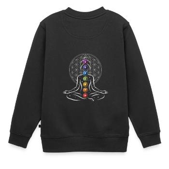 Chakra de méditation - Sweat Premium enfant bio - noir - Dos - AI Model Kid Female (0cm)
