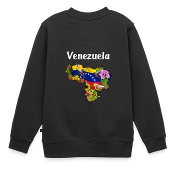 Venezuela Landkarte - Kinder Premium Organic Sweatshirt - Schwarz - Hinten - AI Model Kid Female (0cm)