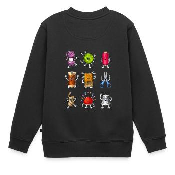 Häkel-Set - Kinder Premium Organic Sweatshirt - Schwarz - Hinten - AI Model Kid Female (0cm)