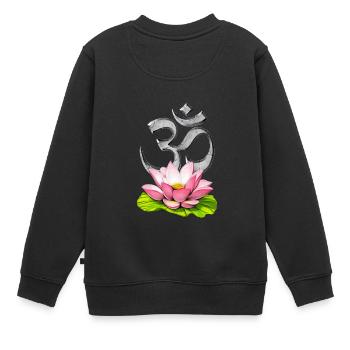 Lotusblume Om Symbol - Kinder Premium Organic Sweatshirt - Schwarz - Hinten - AI Model Kid Female (0cm)