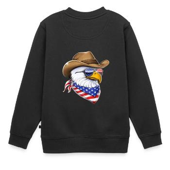 Pygargue à tête blanche américain Cowboy - Sweat Premium enfant bio - noir - Dos - AI Model Kid Female (0cm)