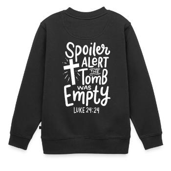 Das Spoiler-Alarmgrab war ein leeres christliches Geschenk Jesu - Kinder Premium Organic Sweatshirt - Schwarz - Hinten - AI Model Kid Female (0cm)