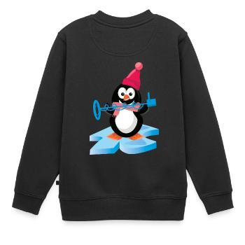 Pinguin beim Sondeln mit Metalldetektor in Arktis - Kinder Premium Organic Sweatshirt - Schwarz - Hinten - AI Model Kid Female (0cm)