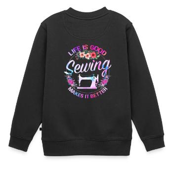 La couture le rend meilleur - Sweat Premium enfant bio - noir - Dos - AI Model Kid Female (0cm)