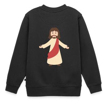 jesus - Kinder Premium Organic Sweatshirt - Schwarz - Hinten - AI Model Kid Female (0cm)