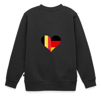 Belgien und Deutschland Herz - Kinder Premium Organic Sweatshirt - Schwarz - Hinten - AI Model Kid Female (0cm)