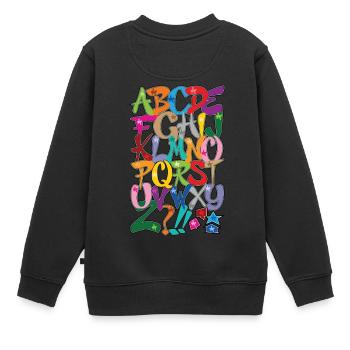 Alphabet - T-shirt unisexe pour les garçons et les filles - Sweat Premium enfant bio - noir - Dos - AI Model Kid Female (0cm)