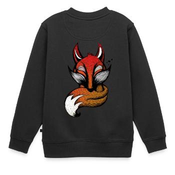 renard - Sweat Premium enfant bio - noir - Dos - AI Model Kid Female (0cm)