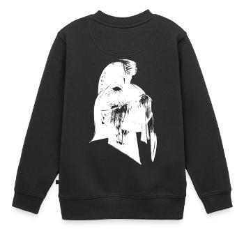 Casque romain - Sweat Premium enfant bio - noir - Dos - AI Model Kid Female (0cm)