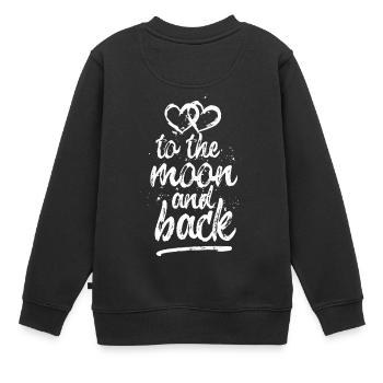 Liebe dich "auf den Mond und zurück" - weiß - Kinder Premium Organic Sweatshirt - Schwarz - Hinten - AI Model Kid Female (0cm)
