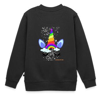 Einhorn Sterne - Unicorn - Pferd - Pony - Glitzer - Kinder Premium Organic Sweatshirt - Schwarz - Hinten - AI Model Kid Female (0cm)