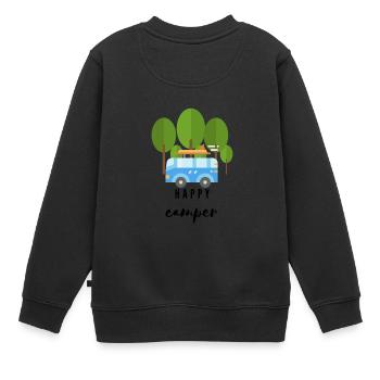 happy Camper - Roadtrip - Fernweh - Kinder Premium Organic Sweatshirt - Schwarz - Hinten - AI Model Kid Female (0cm)