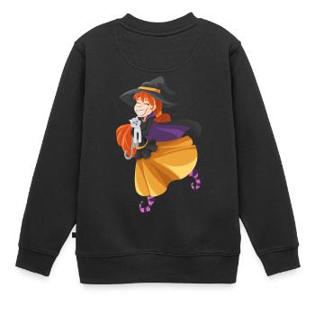 Hexe - Kinder Premium Organic Sweatshirt - Schwarz - Hinten - AI Model Kid Female (0cm)