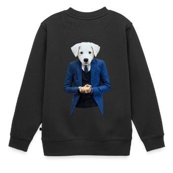 Hund im Anzug 001 - Kinder Premium Organic Sweatshirt - Schwarz - Hinten - AI Model Kid Female (0cm)