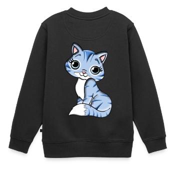 Katze Kätzchen Mietze Mietzekatze Tier - Kinder Premium Organic Sweatshirt - Schwarz - Hinten - AI Model Kid Female (0cm)