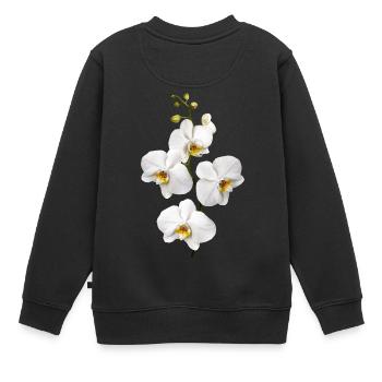 Orchidées - Sweat Premium enfant bio - noir - Dos - AI Model Kid Female (0cm)