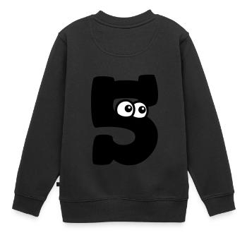 Lustige Nummer 5 mit Augen 5. Geburtstag Motiv - Kinder Premium Organic Sweatshirt - Schwarz - Hinten - AI Model Kid Female (0cm)