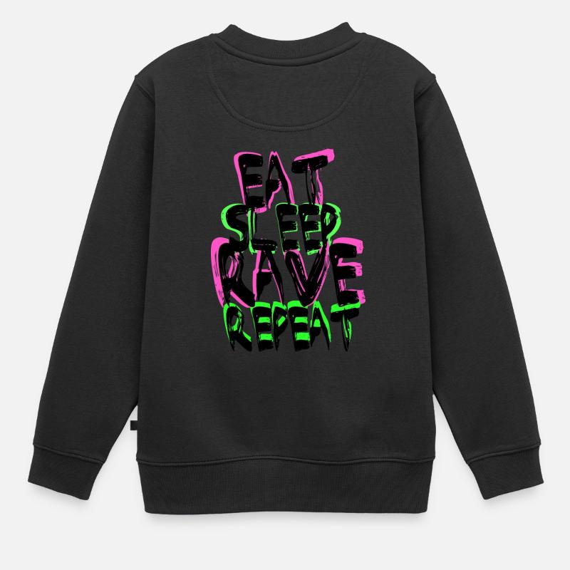 Rave Repeat - Kinder Premium Organic Sweatshirt - Schwarz