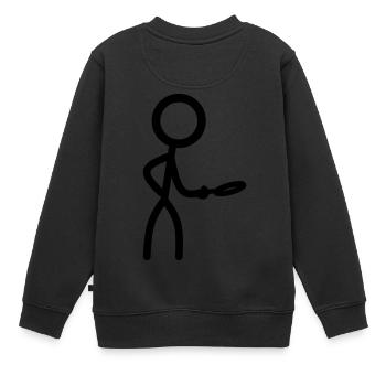 Stickman mit Lupe - Kinder Premium Organic Sweatshirt - Schwarz - Hinten - AI Model Kid Female (0cm)