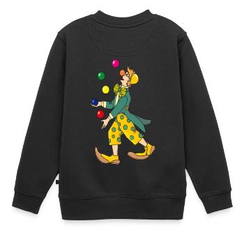 clown harlekin hofnarr kasper komiker narr witzbol - Kinder Premium Organic Sweatshirt - Schwarz - Hinten - AI Model Kid Female (0cm)