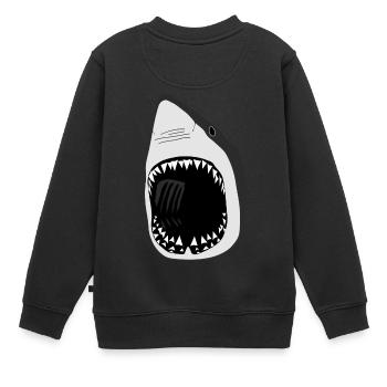 white shark jaws sharks fish fishing scuba diving - Kids Premium Organic Sweatshirt - black - Back - AI Model Kid Female (0cm)