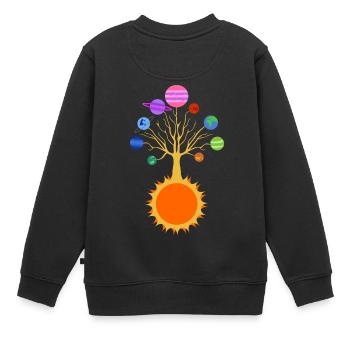 Sonnensystem-Baum - Kinder Premium Organic Sweatshirt - Schwarz - Hinten - AI Model Kid Female (0cm)