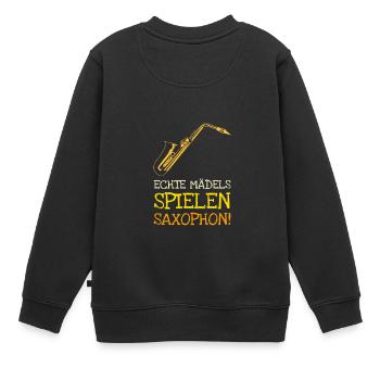 Saxophonistin Saxophon Spielerin - Kinder Premium Organic Sweatshirt - Schwarz - Hinten - AI Model Kid Female (0cm)