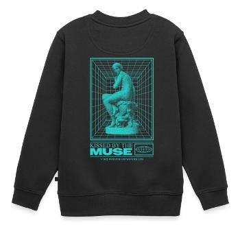 Neon-Statue im Cyberraum - Kinder Premium Organic Sweatshirt - Schwarz - Hinten - AI Model Kid Female (0cm)