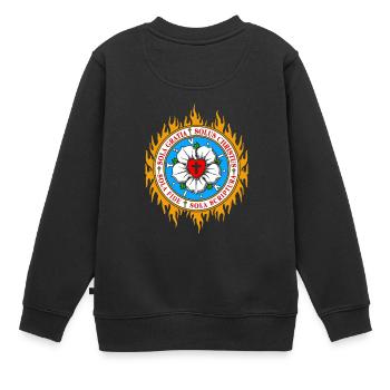 Brennen für die Ideen der Reformation - Kinder Premium Organic Sweatshirt - Schwarz - Hinten - AI Model Kid Female (0cm)