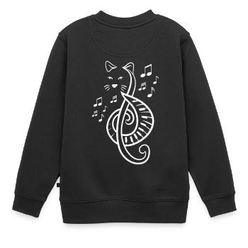 Musikalisches Symbol Notenschlüssel Note Treble Cat Music Lover - Kinder Premium Organic Sweatshirt - Schwarz - Hinten - AI Model Kid Female (0cm)