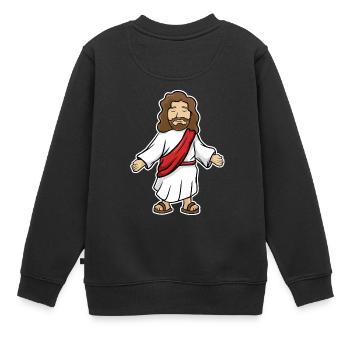 Jesus - Kinder Premium Organic Sweatshirt - Schwarz - Hinten - AI Model Kid Female (0cm)