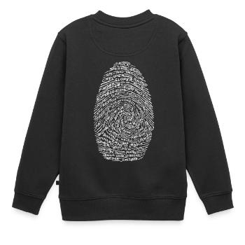 Empreintes digitales blanc - Sweat Premium enfant bio - noir - Dos - AI Model Kid Female (0cm)