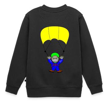 parachute fallschirmspringen parachuting skydiver - Kinder Premium Organic Sweatshirt - Schwarz - Hinten - AI Model Kid Female (0cm)
