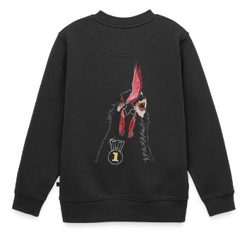 Der Hahn (weiß) - Kinder Premium Organic Sweatshirt - Schwarz - Hinten - AI Model Kid Female (0cm)