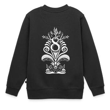 Kurbits V8 No:2 - weiß - Kinder Premium Organic Sweatshirt - Schwarz - Hinten - AI Model Kid Female (0cm)