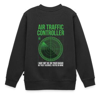 Contrôleur de la circulation aérienne Aviation Aviation Aviator - Sweat Premium enfant bio - noir - Dos - AI Model Kid Female (0cm)