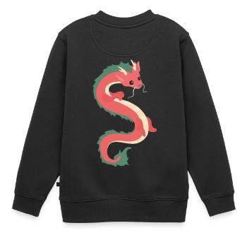 Dragon chinois - Sweat Premium enfant bio - noir - Dos - AI Model Kid Female (0cm)