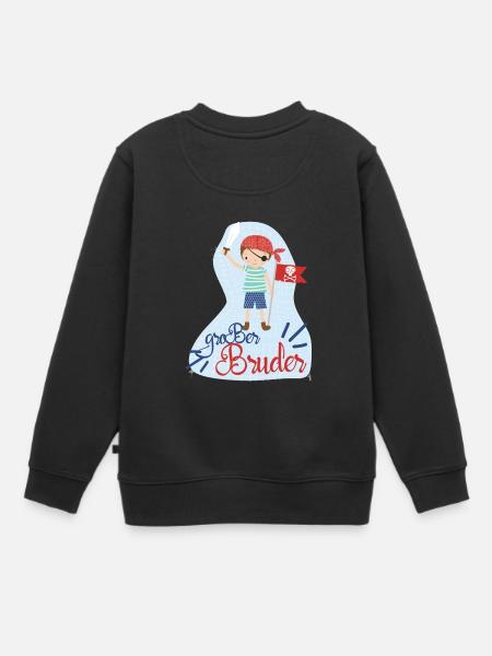 großer Bruder Pirat - Kinder Premium Organic Sweatshirt - Schwarz
