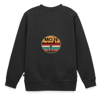 MOIN HAMBURG - Kinder Premium Organic Sweatshirt - Schwarz - Hinten - AI Model Kid Female (0cm)