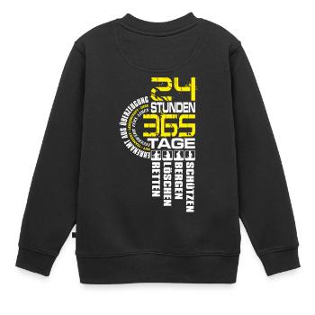 Feuerwehr - 24 Tage 365 Stunden - Kinder Premium Organic Sweatshirt - Schwarz - Hinten - AI Model Kid Female (0cm)