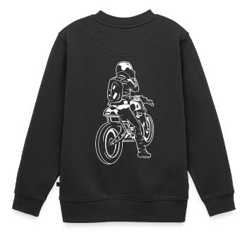 Cafe Racer Motorrad 02_weiß - Kinder Premium Organic Sweatshirt - Schwarz - Hinten - AI Model Kid Female (0cm)