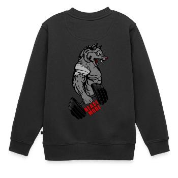 NO PAIN NO GAIN - Kinder Premium Organic Sweatshirt - Schwarz - Hinten - AI Model Kid Female (0cm)